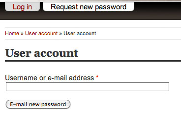 Request new password form.