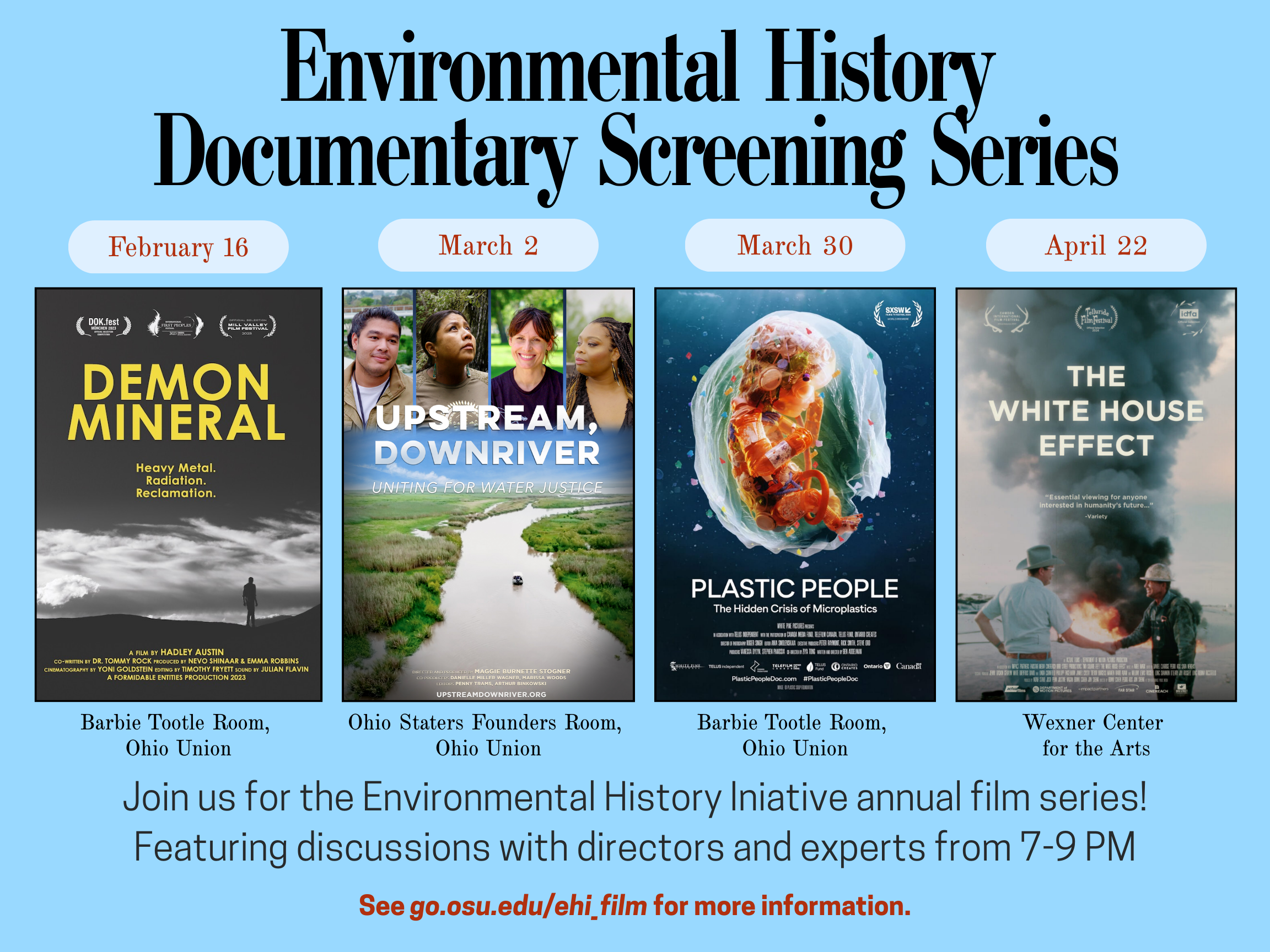 2026 EHI film festical series flyer - all four films