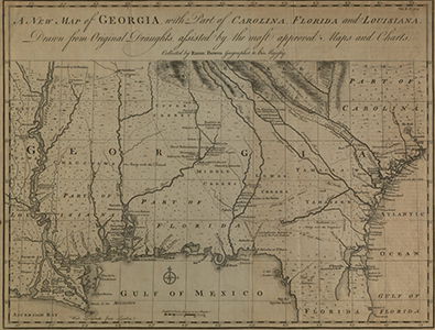 Historic map of Georgia and the surrounding area from 1748
