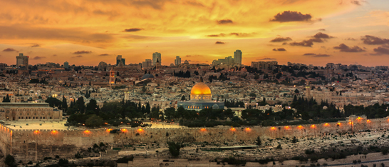 The Old City of Jerusalem at sunset