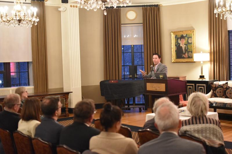 Christopher Nichols speaking at Woody Hayes Chair Installation