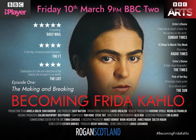 poster for Becoming Frida Kahlo program - image of Frida Kahlo