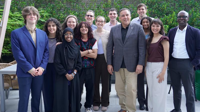 Ohio State students, Mayor Ginther and Professors Breyfogle and Elmore