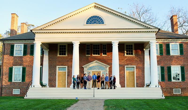 Associate Professor Hasan Jeffries and his students stand outside James Madison's Montpelier. Photo credit Kyle Huffman.