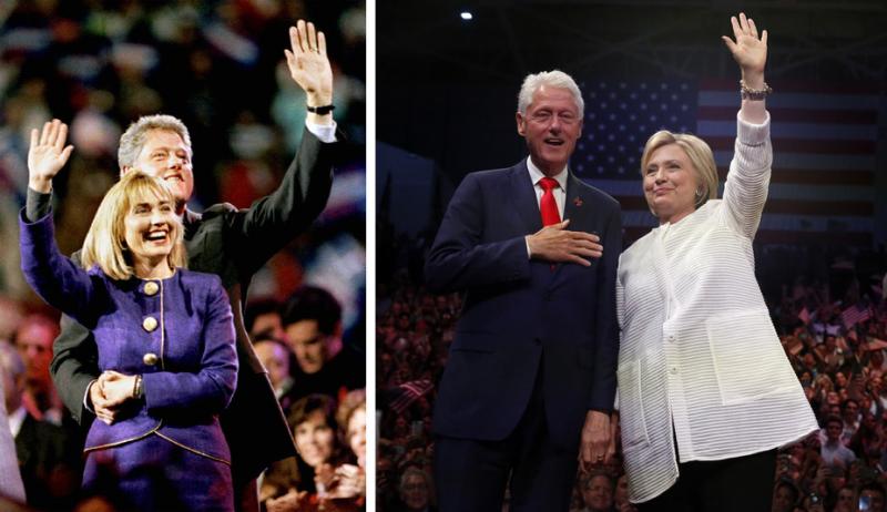 Bill and Hillary Clinton, then and now