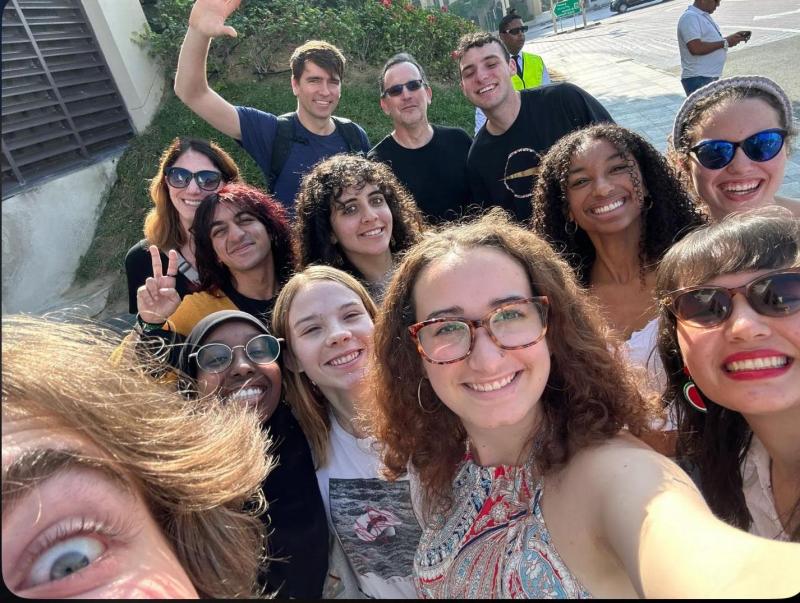 group of students with Profs. Elmore and Breyfogle
