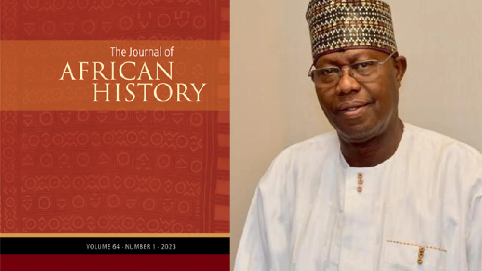 cover of The Journal of African History and photo of Professor Ousman Kobo