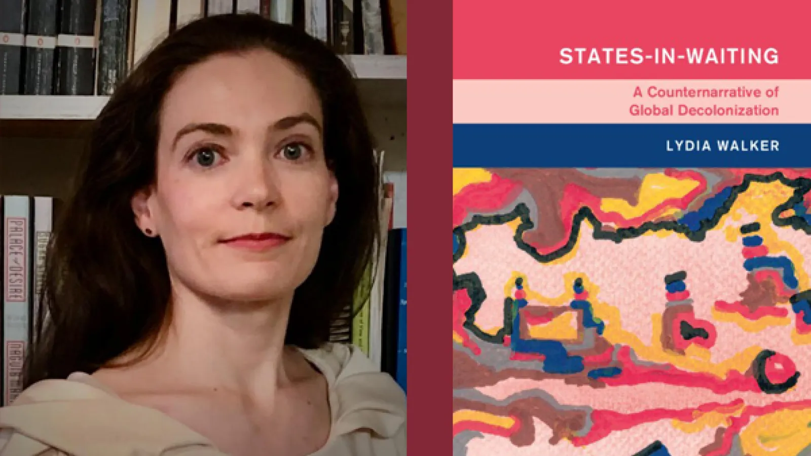 Lydia Walker and book cover with colorful abstract