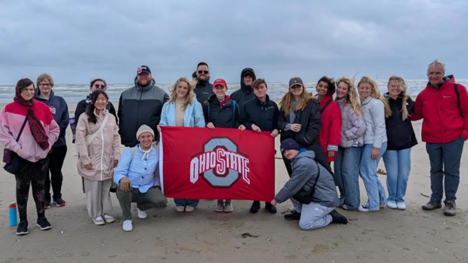 Peter Hahn and students on the 2025 WWII tour on Omaha Beach