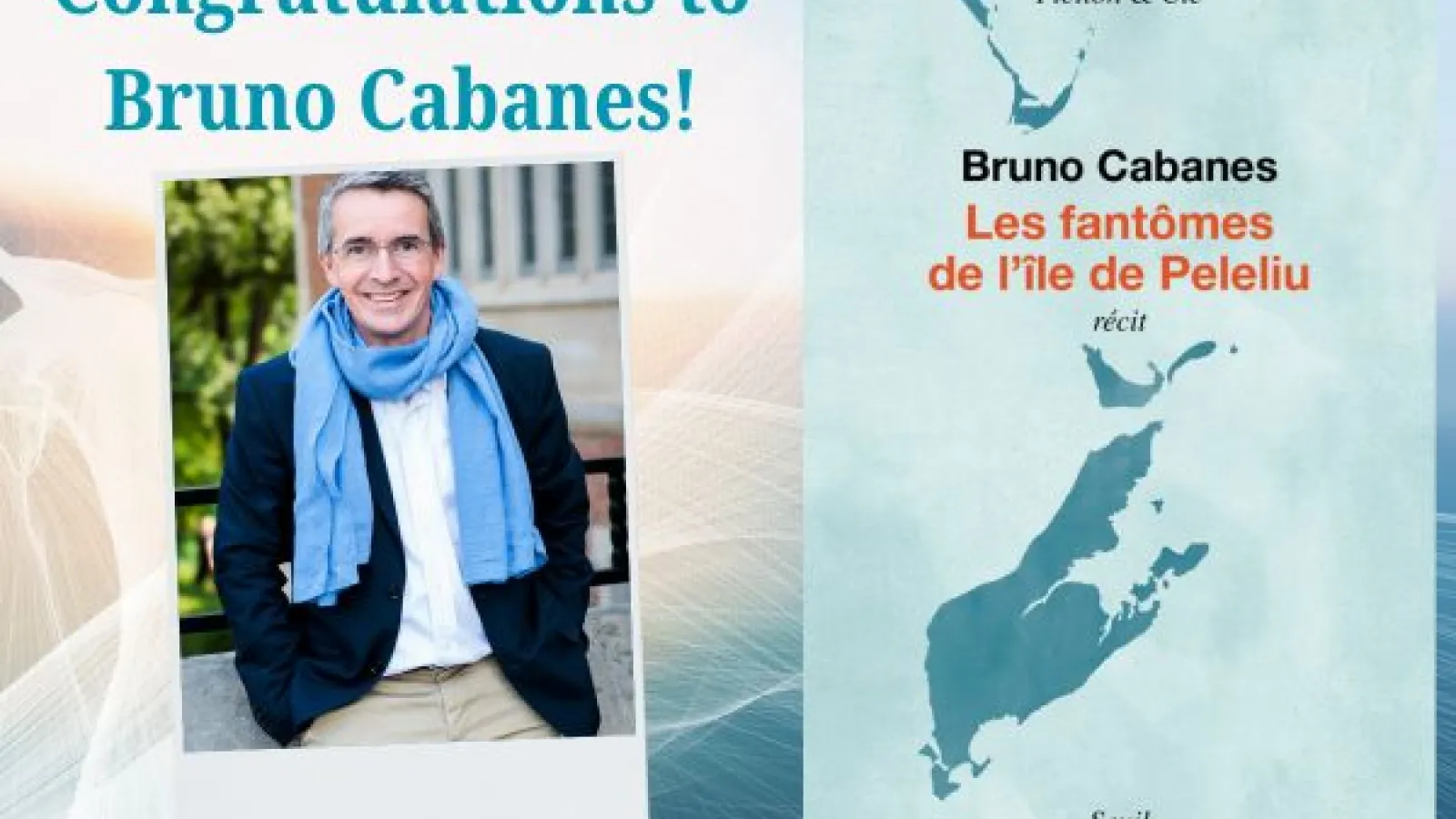 Bruno Cabanes and a map of Peleliu Island