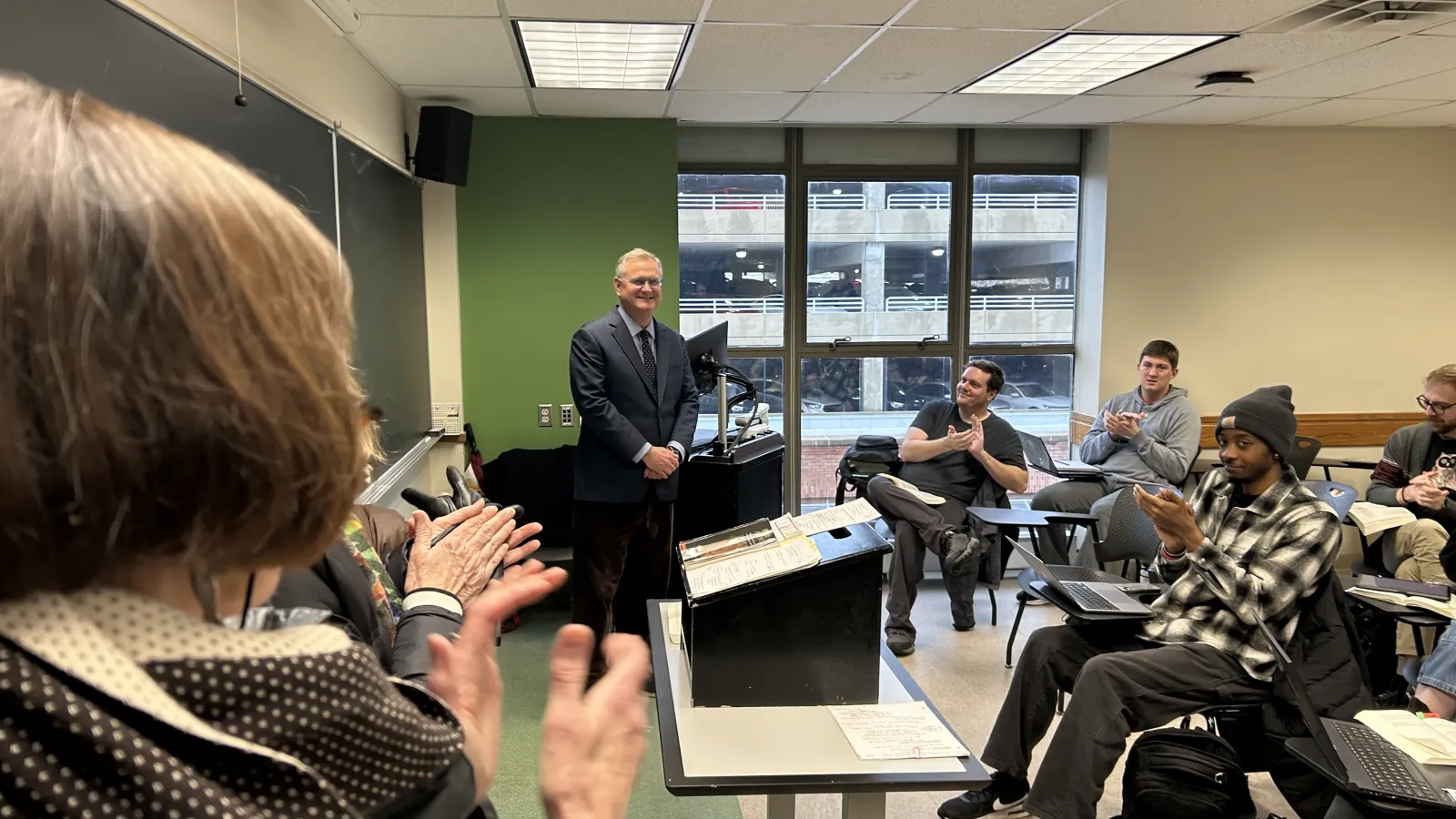 Bert Harrill and students during his last class