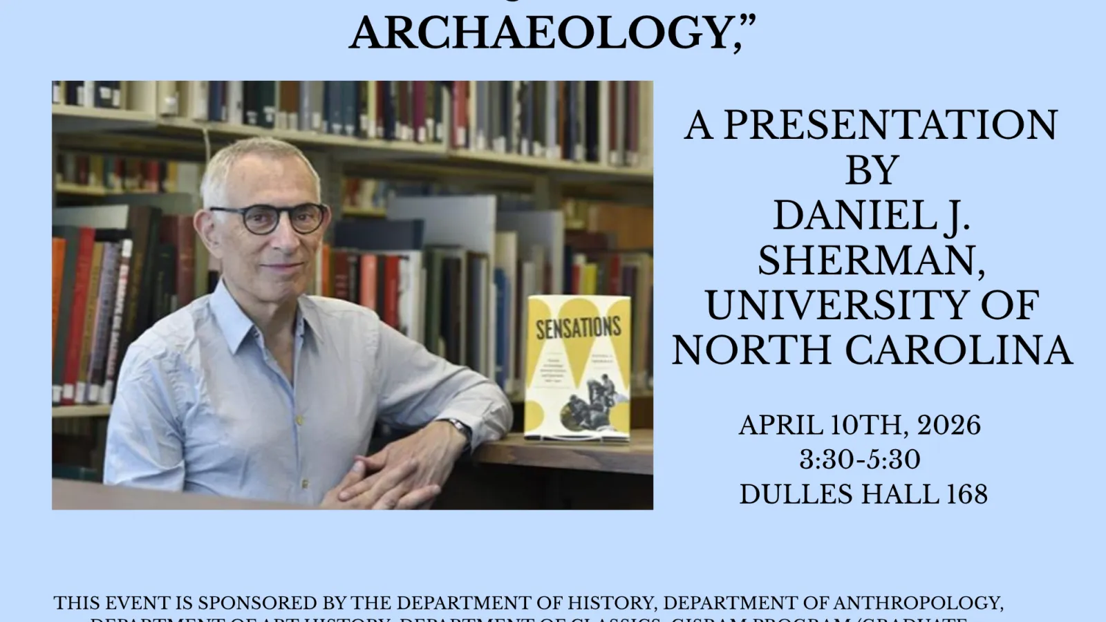 blue event poster for Daniel J. Sherman