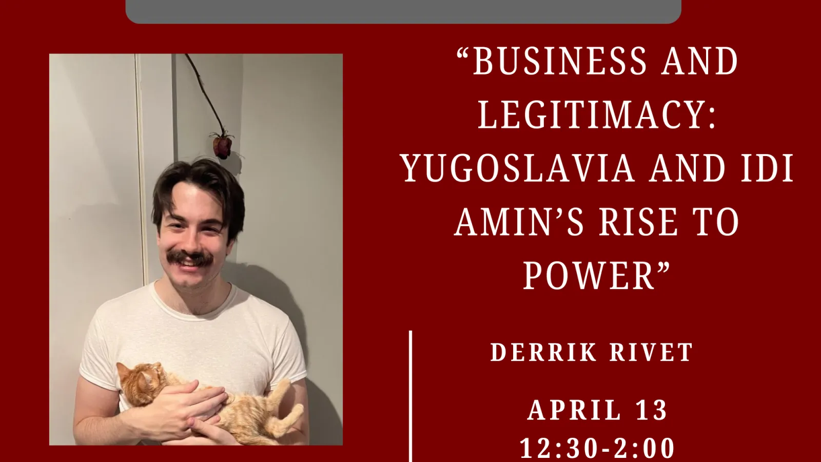 red grad student colloquium event poster for derrik rivet
