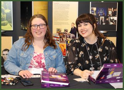 Office Administrative Associate, Alyssa Reynolds, and Events Program Coordinator, Amanda Budreau, checking in guests.