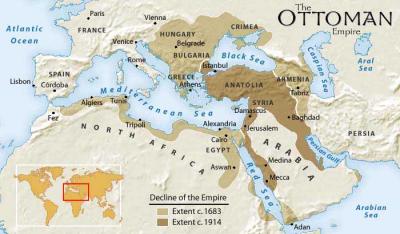 Map of the Ottoman Empire in Europe.