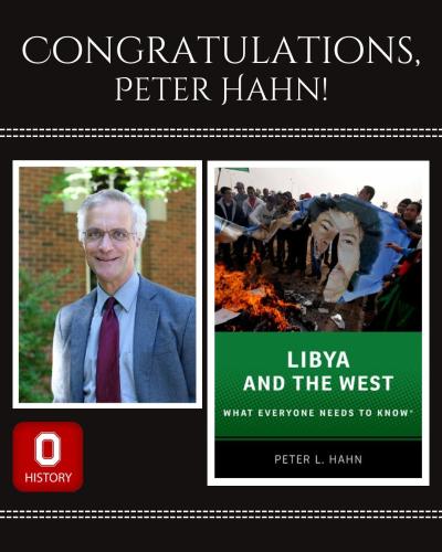 Peter Hahn and book cover with protestors burning a poster