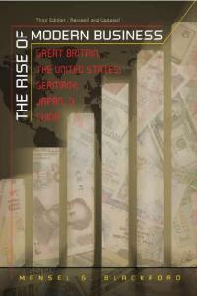Columns with money overlay and text The Rise of Modern Business