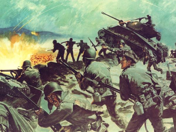 Artist's rendition, Battle of Chipyong-ni in the Korean War, 13-15 February, 1951