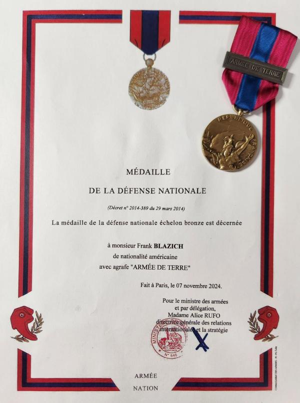 certificate and medal