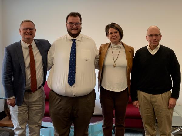 Bert Harrill, Matthew Raskin, Sara Butler, and Drew Jones (English Dept)