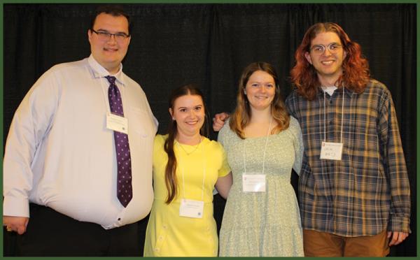 Incoming 2023-24 PAT Zeta Chapter Officers Matthew Raskin (vice president), Lauren Sullivan (president), Katie Dorton (social media chair), Jack Boltz (secretary).