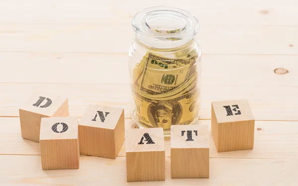 blocks that spell out donate