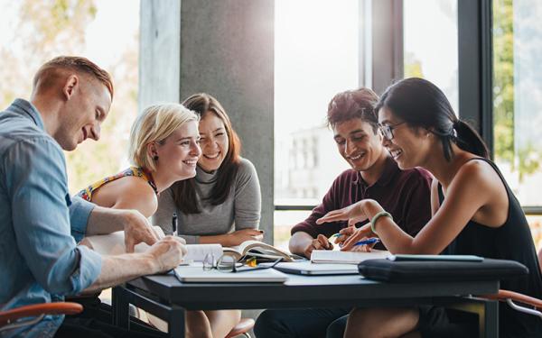 undergraduate students studying together