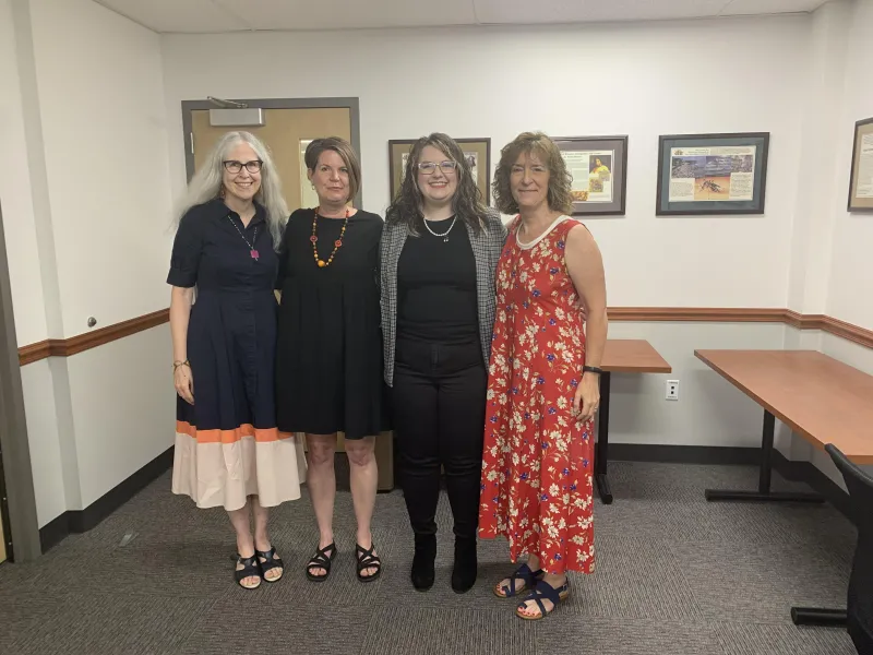 Karen Winstead (English), Sara Butler, Jordan Schoonover, and Heather Tanner