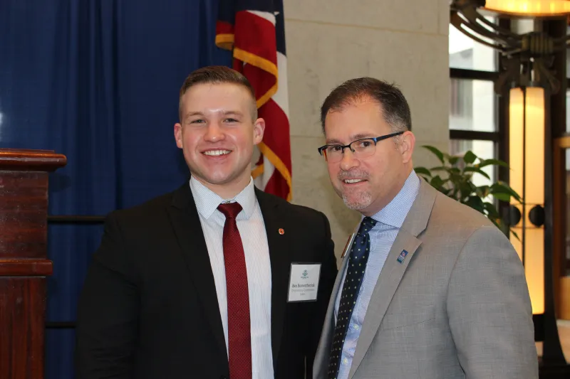 Ben at Statehood Day, with Supervisor Todd Kleismit