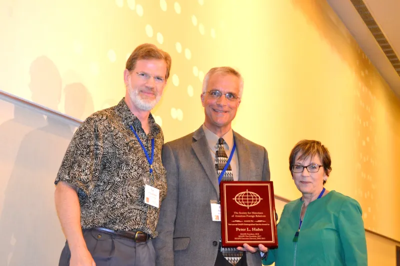 Dean Hahn receiving award