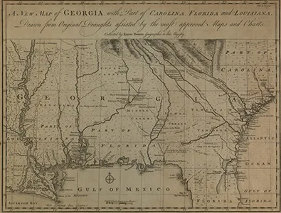 Historic map of Georgia and the surrounding area from 1748