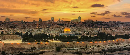 The Old City of Jerusalem at sunset