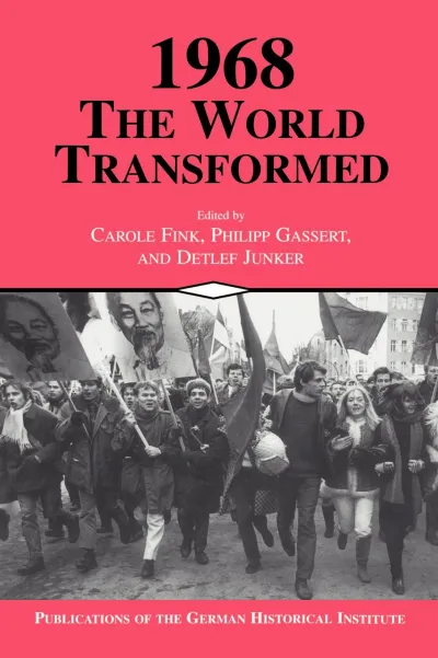 Book cover depicting street protesters marching with flags and large portraits of Ho Chi Minh