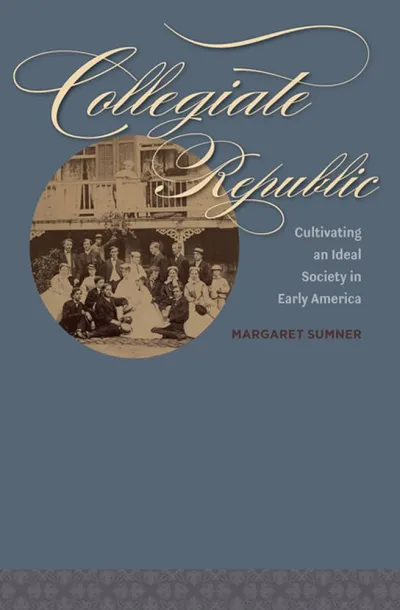 Book cover with a historical 19th-century photograph of students and faculty gathered outside a brick building