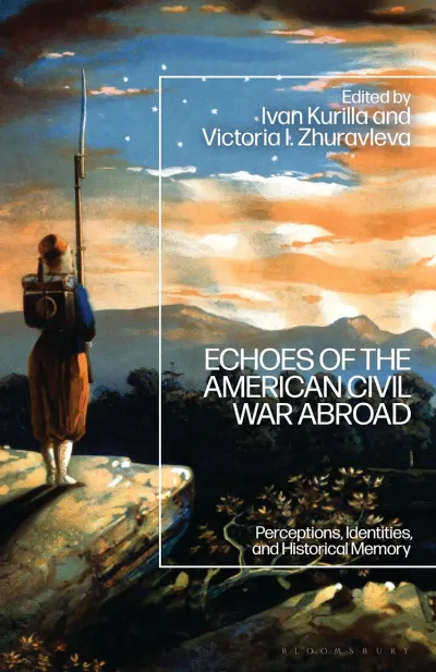Book cover depicting the 1861 patriotic lithograph Our Heaven Born Banner (after Frederic Edwin Church's painting Our Banner in the Sky) showing a lone soldier overlooking a sunset landscape