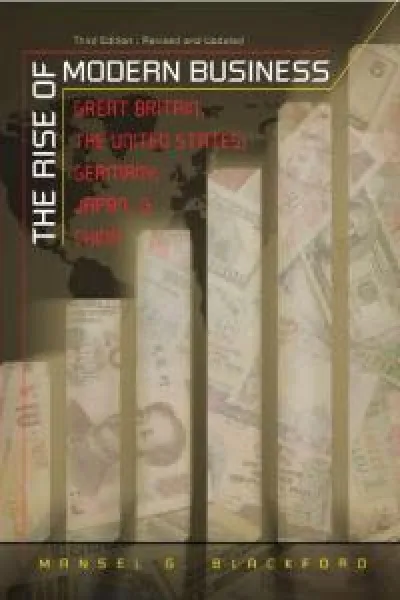 Columns with money overlay and text The Rise of Modern Business