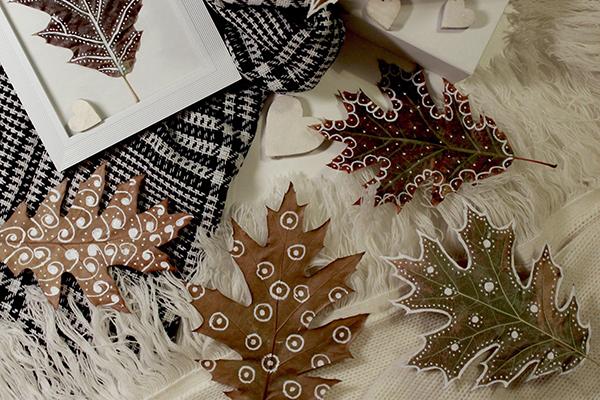 autumn leaves on fabric