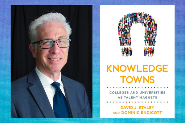photo of david staley and book cover of knowledge towns
