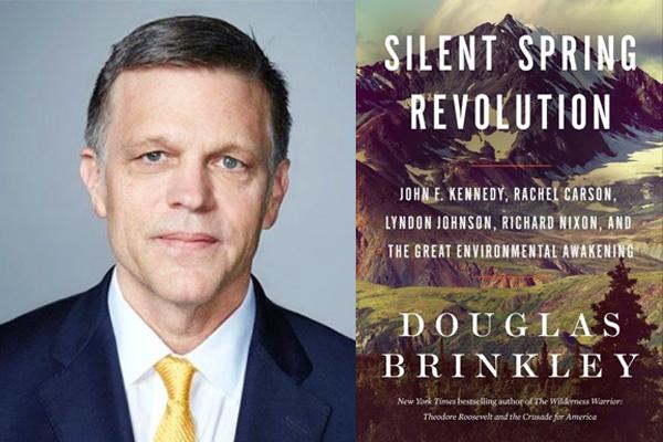 Douglas Brinkley and cover of his book, Silent Spring Revolution