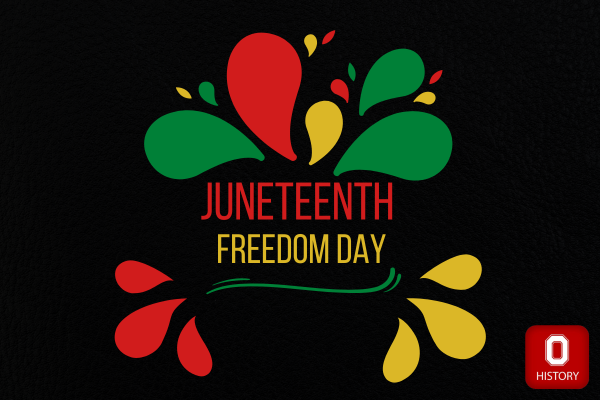 Juneteenth Freedom Day - red, yellow and green splash type graphic