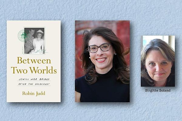 Between Two Worlds Book Cover, Photo of Robin Judd and Photo of Birgitte Søland
