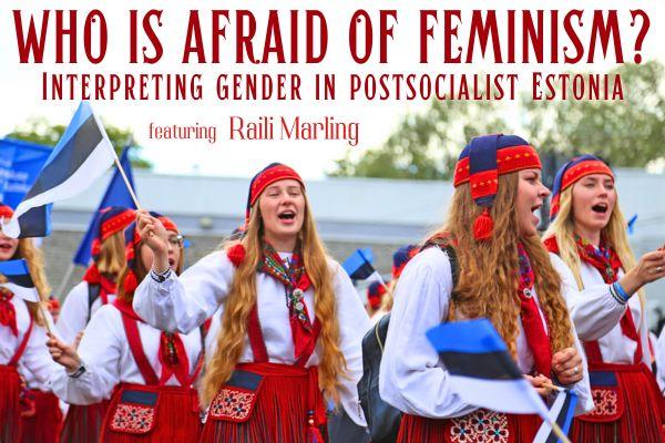Estonian women in traditional costumes in a parade