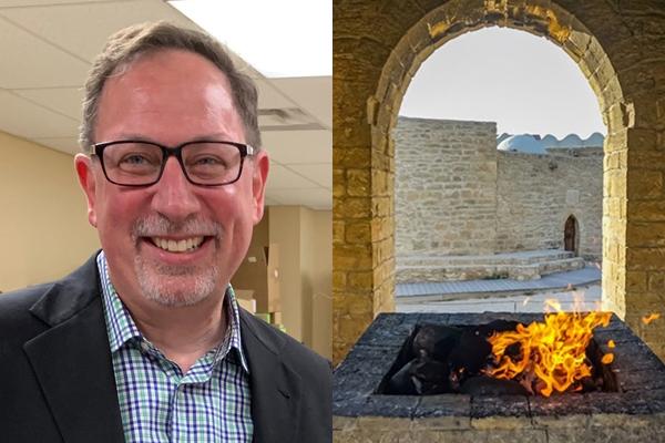Scott Levi and an open fire and window in Baku