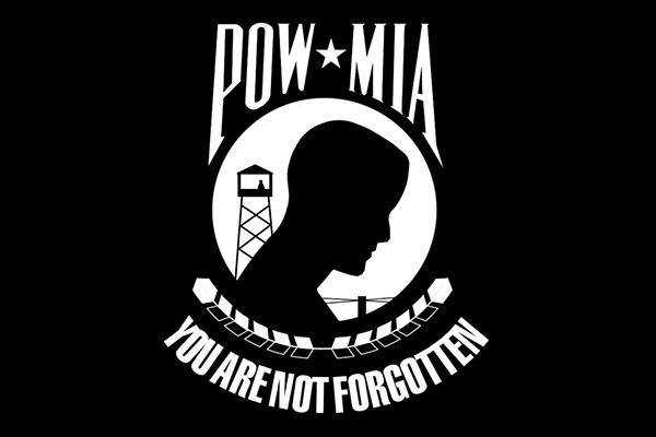 POW MIA Your are not forgotten, silhouette of a man's head with tower behind it