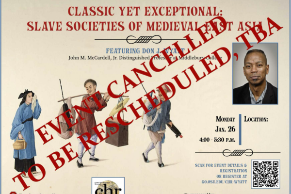 poster with red text announcing cancelled event 
