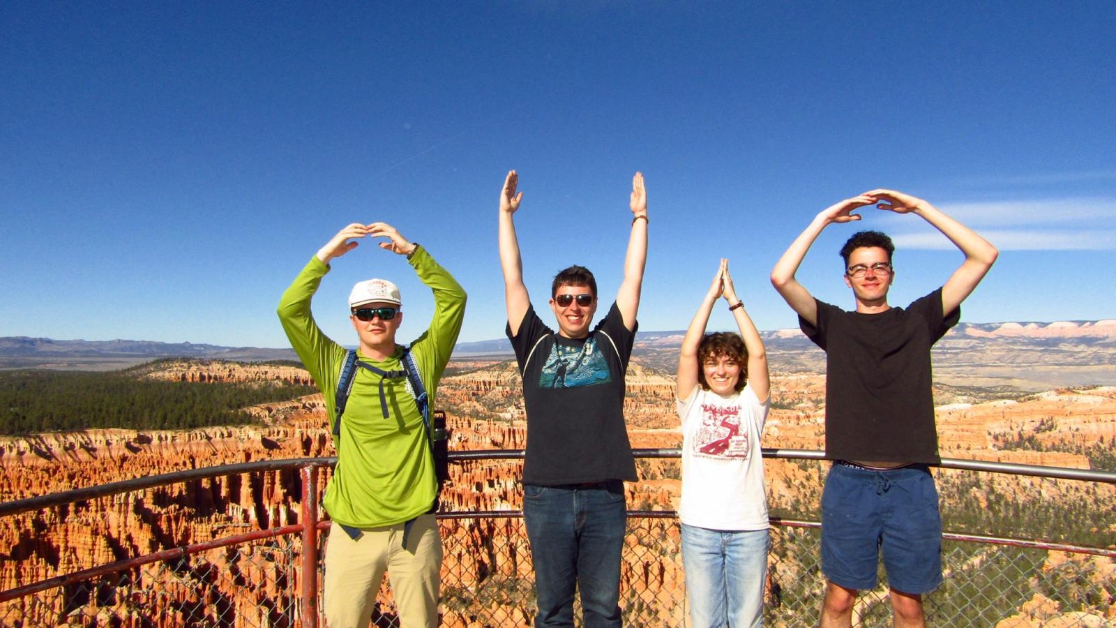 students spelling OHIO in front of Bryce Canyon Utah