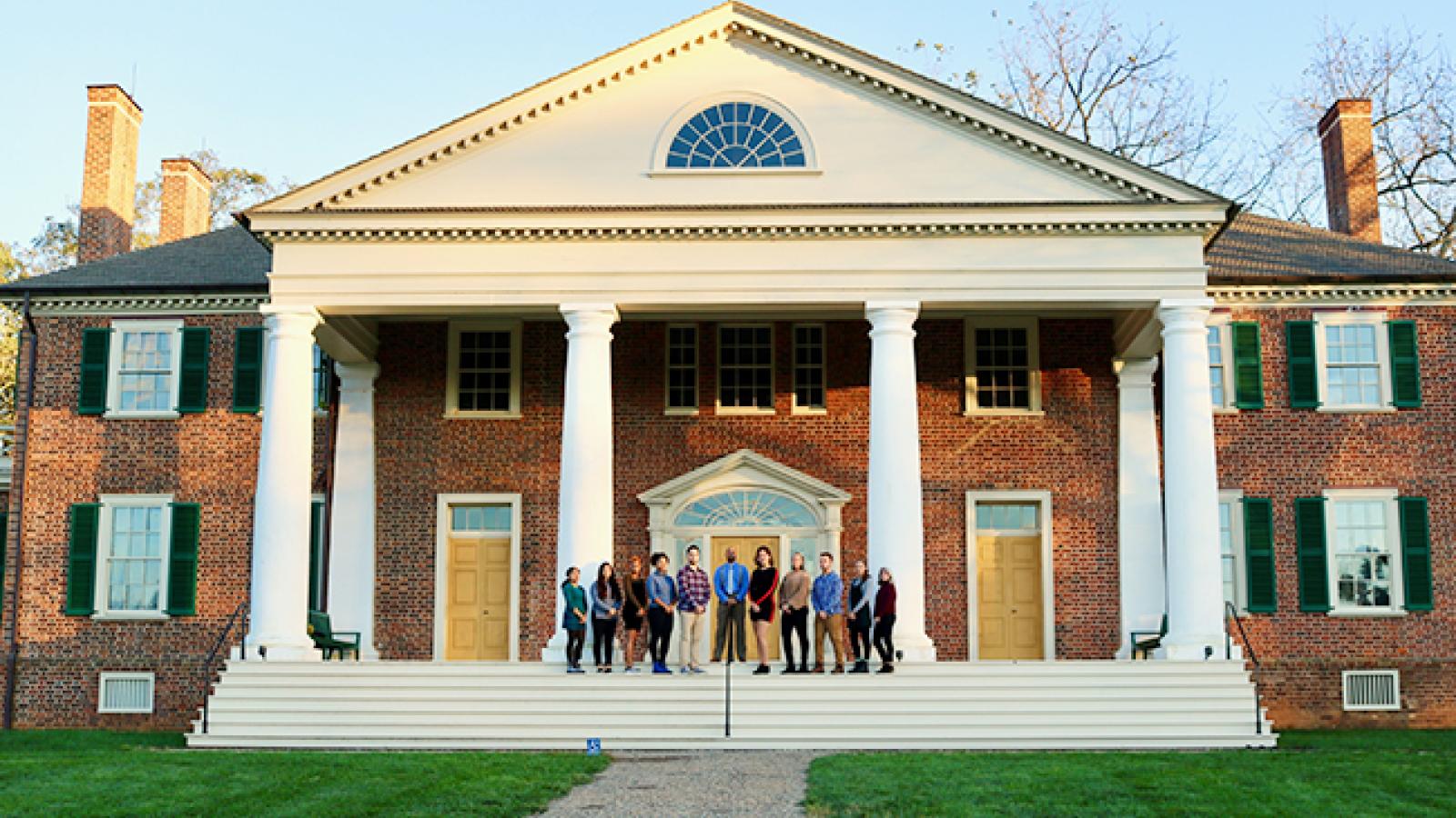 Associate Professor Hasan Jeffries and his students stand outside James Madison's Montpelier. Photo credit Kyle Huffman.