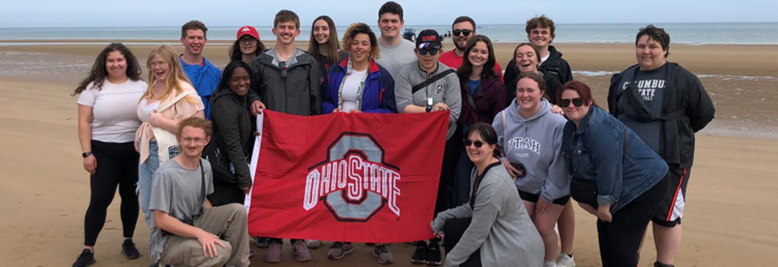 Ohio State students on the beach at Normandy 2024