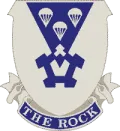 Distinctive Unit Insignia (DUI) for the 503rd Infantry Regiment featuring their motto "THE ROCK"