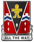 Distinctive Unit Insignia (unit crest) for the U.S. Army 509th Infantry Regiment, featuring their motto "All The Way"